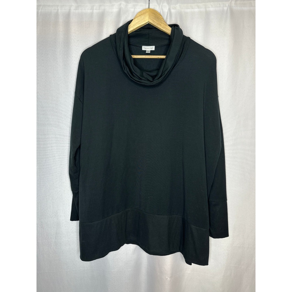 Garnet Hill Cowl Neck Knit Tunic MEDIUM Minimalist Casual Athleisure Relaxed